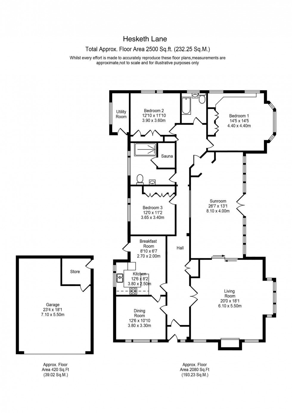 Floorplan for Hesketh Lane, Tarleton, PR4