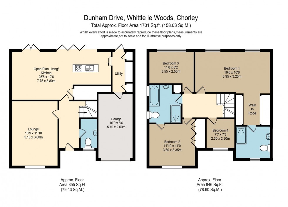 Floorplan for Dunham Drive, Whittle-Le-Woods, PR6