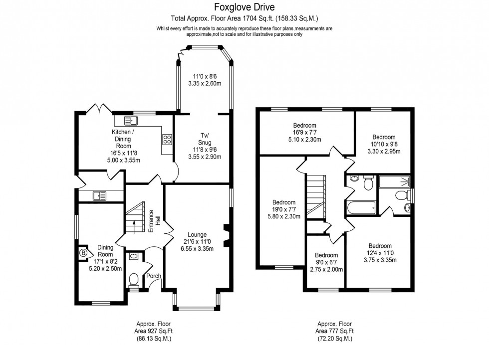 Floorplan for Foxglove Drive, Whittle-Le-Woods, PR6