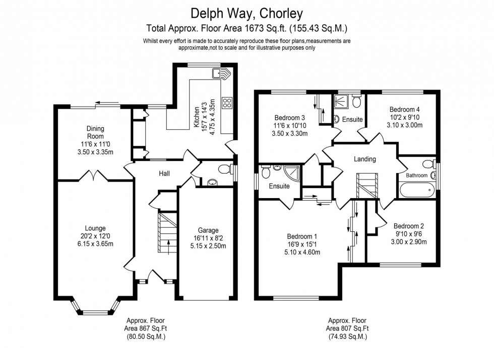 Floorplan for Delph Way, Whittle-Le-Woods, PR6