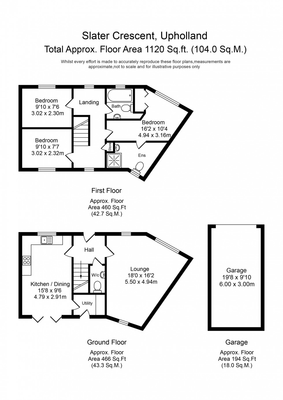Floorplan for Slater Crescent, Upholland, WN8