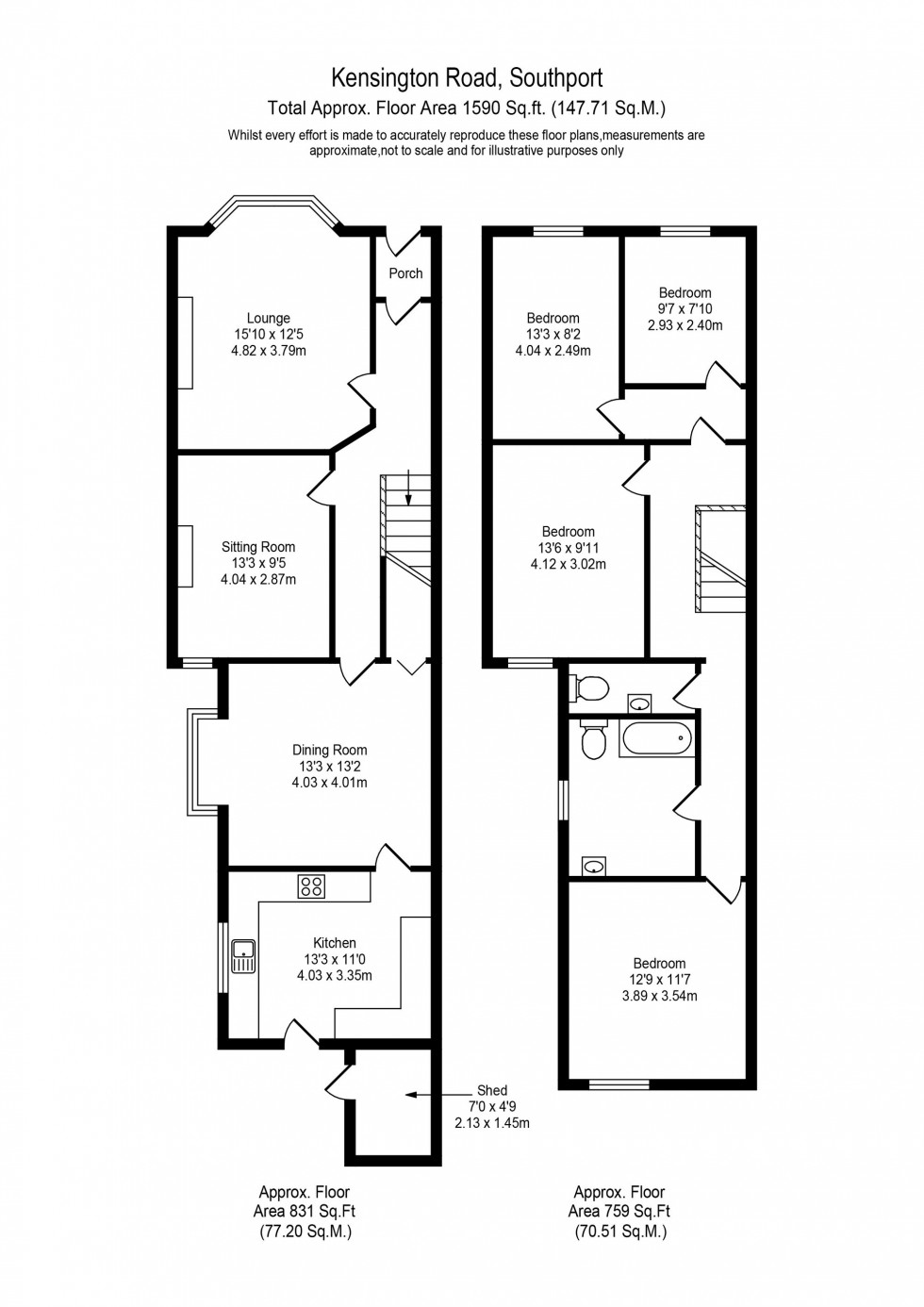 Floorplan for Kensington Road, Southport, PR9