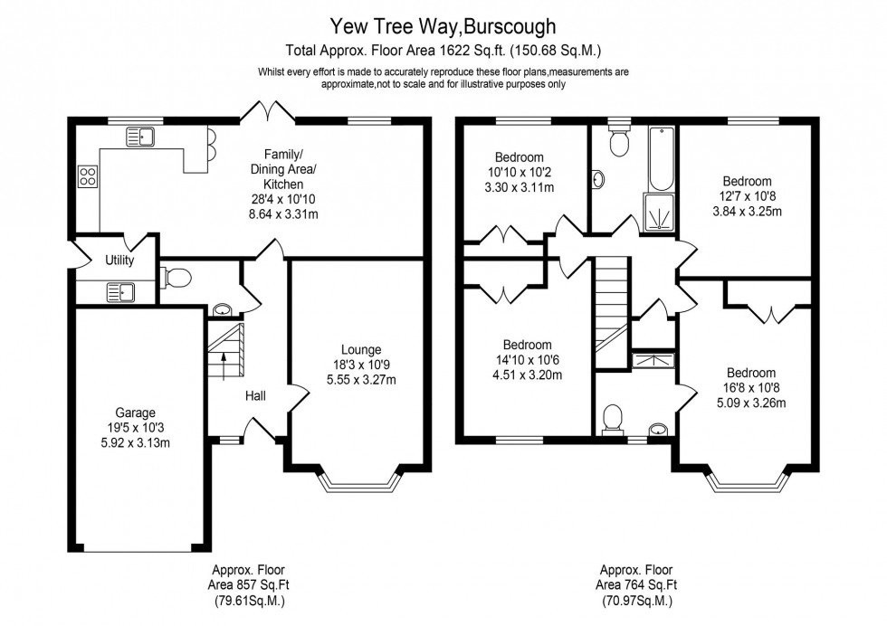 Floorplan for Yew Tree Way, Burscough, L40