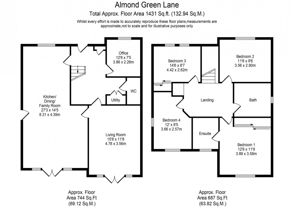 Floorplan for Almond Green Avenue, Standish, WN6
