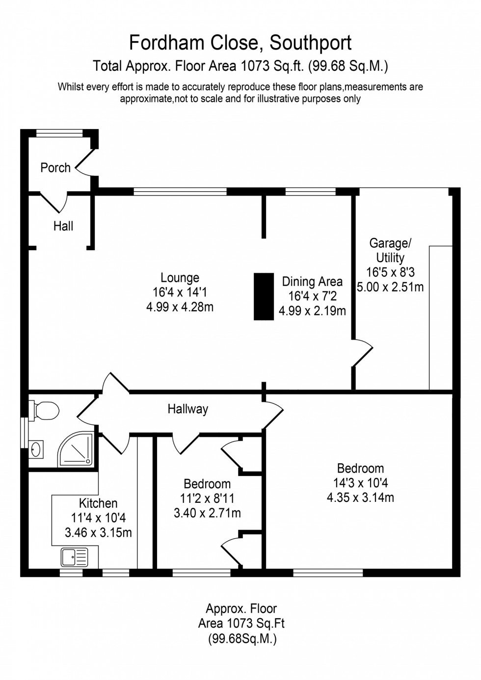 Floorplan for Fordham Close, Southport, PR8