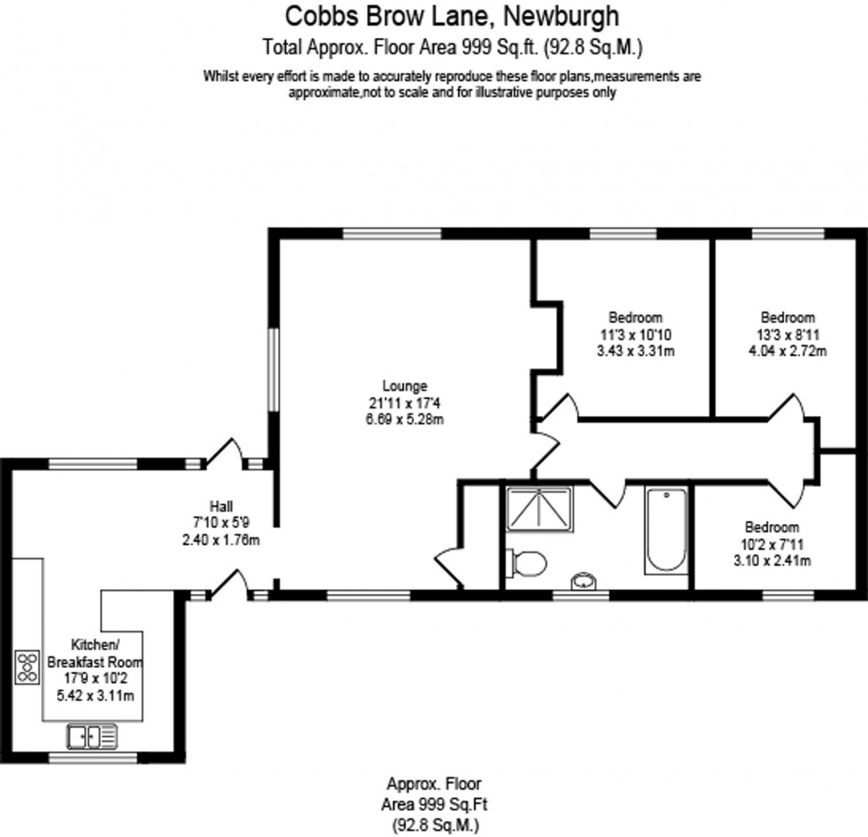 Floorplan for Cobbs Brow Lane, Newburgh, WN8