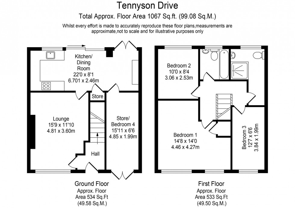 Floorplan for Tennyson Drive, Ormskirk, L39