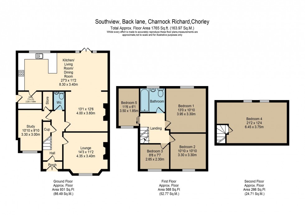 Floorplan for Back Lane, Charnock Richard, PR7