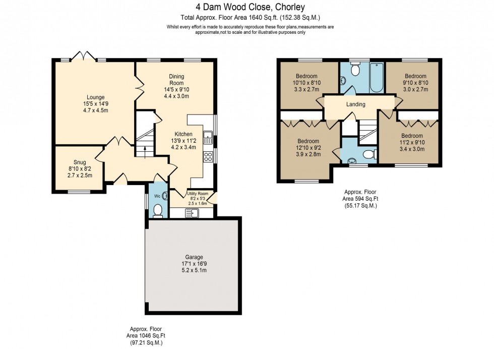 Floorplan for Dam Wood Close, Chorley, PR7
