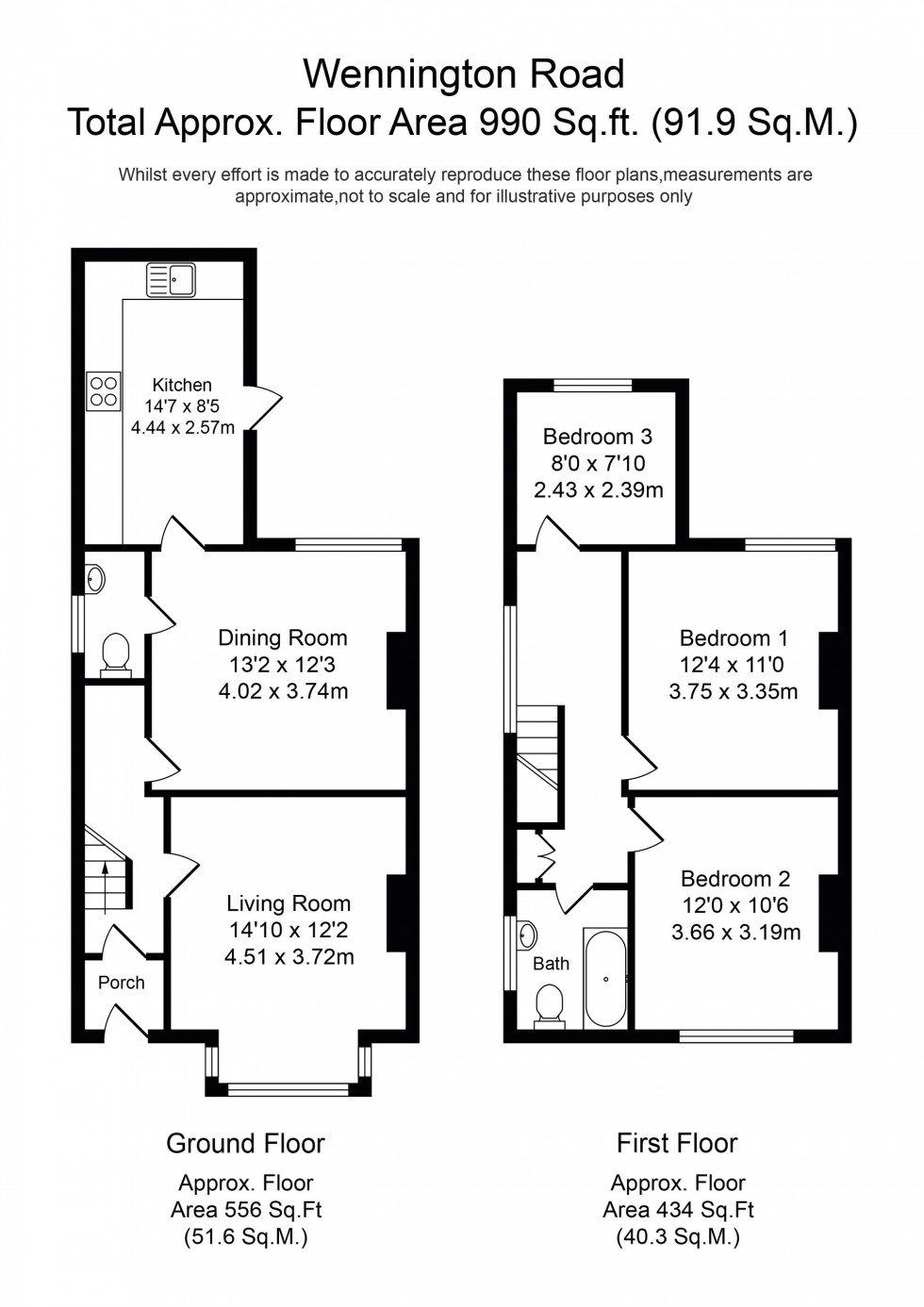 Floorplan for Wennington Road, Southport, PR9