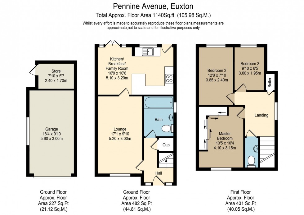 Floorplan for Pennine Avenue, Euxton, PR7
