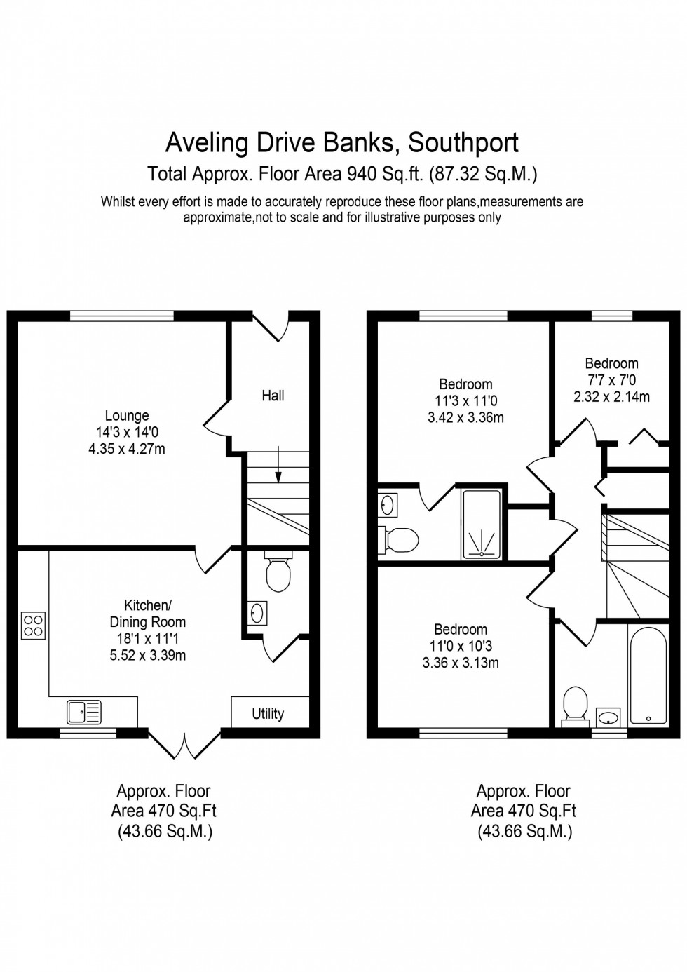 Floorplan for Aveling Drive, Banks, PR9