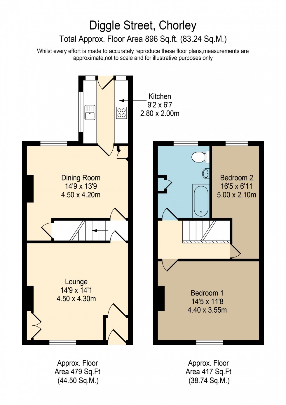 Floorplan for Diggle Street, Wigan, WN6