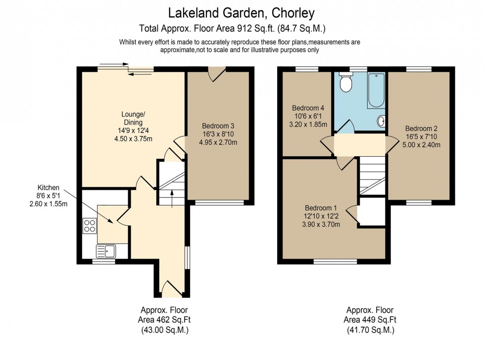 Floorplan for Lakeland Gardens, Chorley, PR7