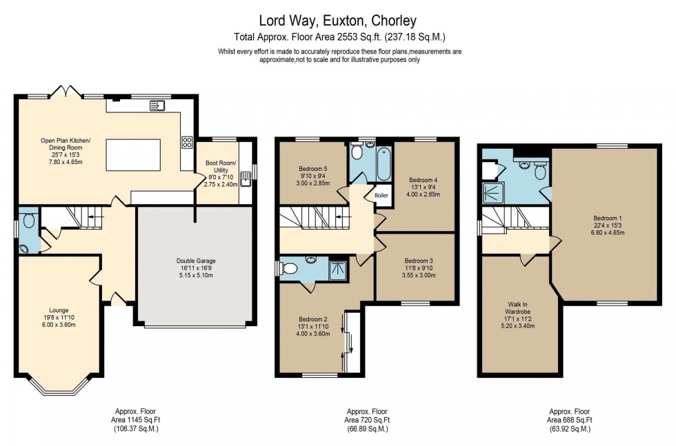Floorplan for Lord Way, Euxton, PR7
