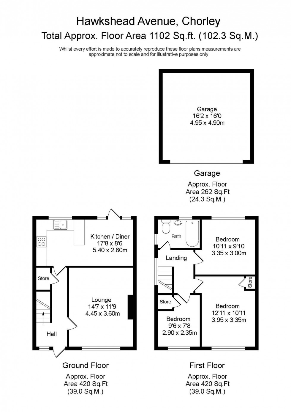 Floorplan for Hawkshead Avenue, Euxton, PR7
