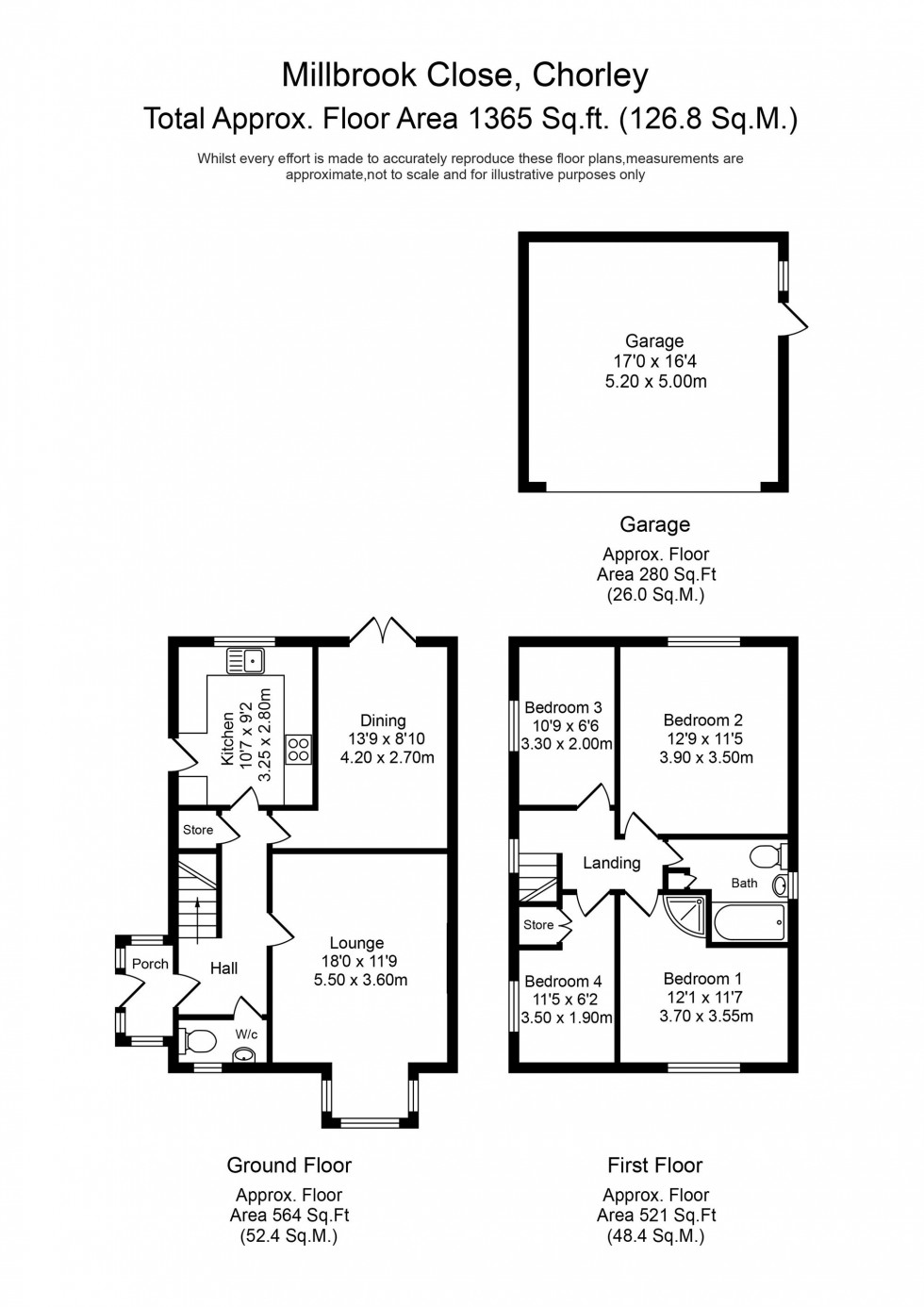 Floorplan for Millbrook Close, Wheelton, PR6