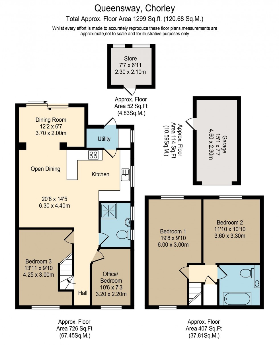 Floorplan for Queensway, Euxton, PR7